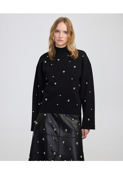 Metal Aksesuarlı Dik Yaka Triko IW6250050432001