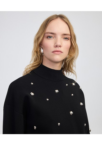 Metal Aksesuarlı Dik Yaka Triko IW6250050432001 fiyatları