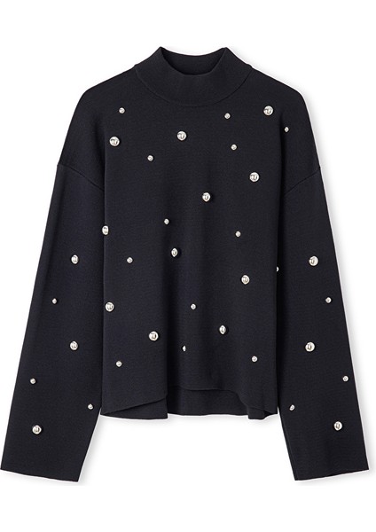 Metal Aksesuarlı Dik Yaka Triko IW6250050432001 indirimleri