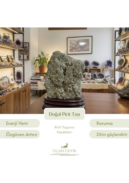 Ham Doğal Pirit Taşı 3 kg - Koleksiyonluk Dekoratif Enerji Taşı