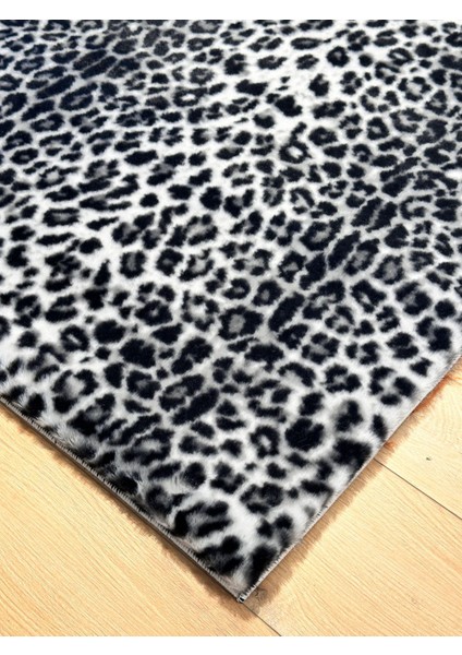 Premium Seri Gri Tavşan Tüyü Leopar Desenli Kaymaz Taban Halı Yolluk indirimleri