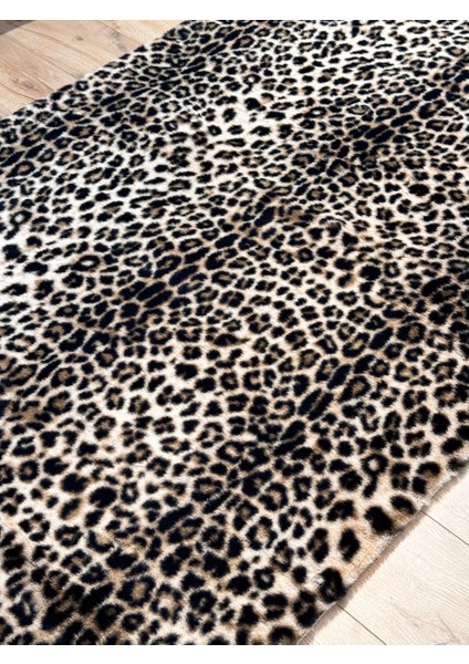 Premium Seri Kahverengi Tavşan Tüyü Leopar Desenli Kaymaz Taban Halı Yolluk fiyatları