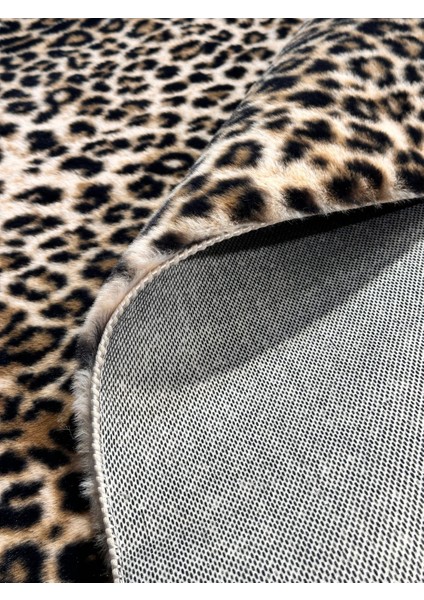 Premium Seri Kahverengi Tavşan Tüyü Leopar Desenli Kaymaz Taban Halı Yolluk indirimleri