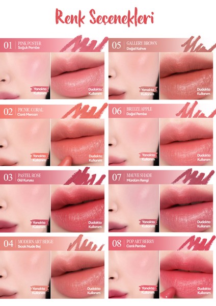 Kremsi, Kalem Şeklinde Renkli Dudak Balmı & Kalemtıraş CLIO Butter Balm Crayon 003 Pastel Rose