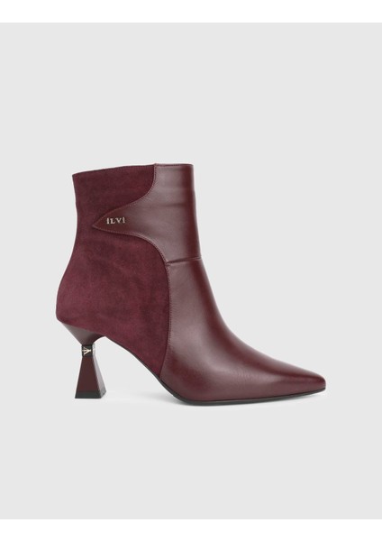 Patsy Hakiki Süet Deri Bordo Kadın Topuklu Bot modelleri