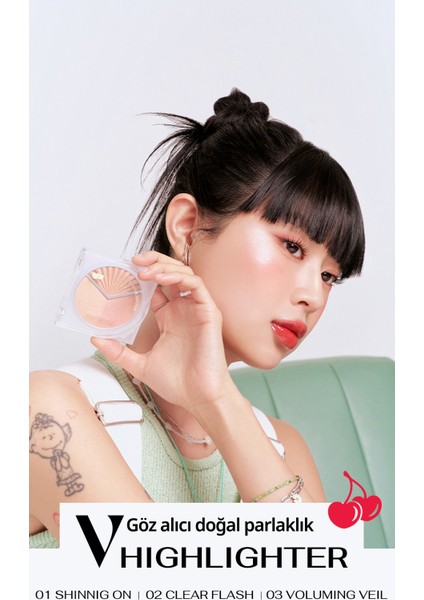 İnci Işıltıları İçeren Aydınlatıcı Paleti PERIPERA V Highlighter Ad (001 Shining On)