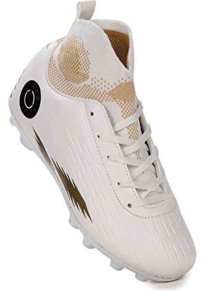 Kiko Boğazlı Krampon Erkek Çocuk Futbol Ayakkabısı Beyaz Renk Mikrofiber 390 gr