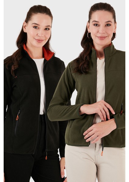 Slim Fit Anti-Pilling Tüylenme Yapmayan Fermuarlı Cepli Hırka 2' Li Paket Polar Bayan Polar 5907002S2
