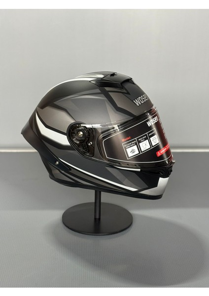 WS-602 Güneş Gözlüklü Full Face Kask (Şeffaf Vizörlü) Matt Black K4 (602)