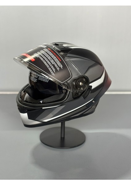 WS-602 Güneş Gözlüklü Full Face Kask (Şeffaf Vizörlü) Matt Black K4 (602)