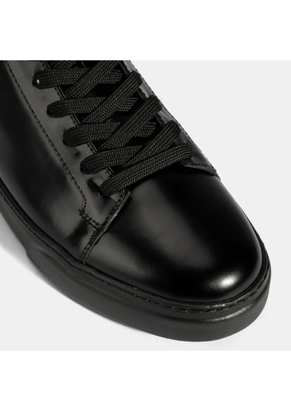 Erkek Siyah Bağcıklı Deri Günlük Ayakkabı