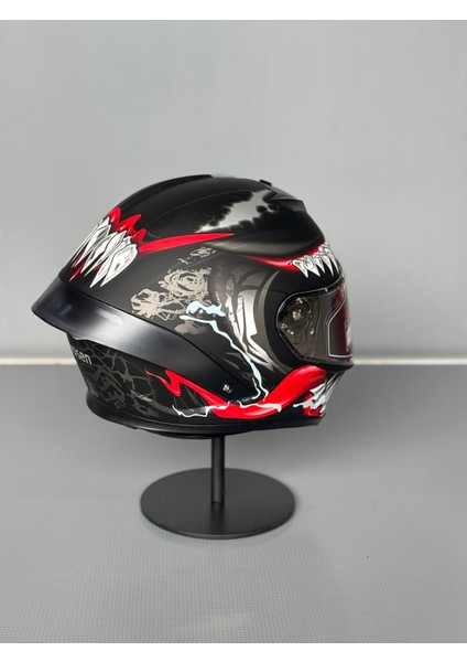 WS-602 Güneş Gözlüklü Full Face Kask (Şeffaf Vizörlü) Matt Black W3 (602)