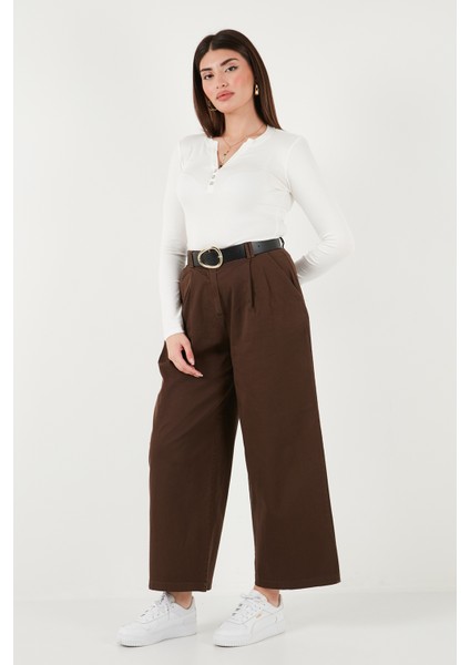 Wide Leg Yüksek Bel Geniş Paça Kemerli Pantolon Bayan Pantolon 68351223 fırsatları