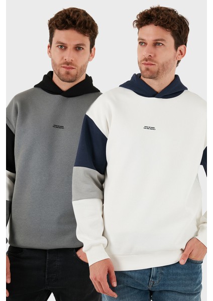 Pamuklu Relaxed Fit Kapüşonlu Içi Tüylü Yumuşak Şardonlu 2' Li Paket Sweat Erkek Sweat 5905299S2