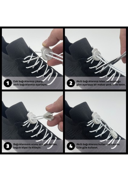 Akıllı Kilitli Elastik Ayakkabı Bağcığı - 120 cm - Lastik Bağcık - Elastic Shoelaces fırsatları