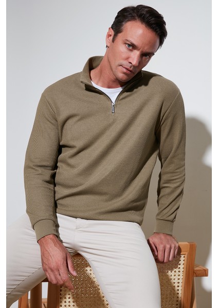 Pamuklu Regular Fit Yarım Fermuarlı Dik Yaka 2'li Paket Sweat Erkek Sweat 5905716S2 modelleri