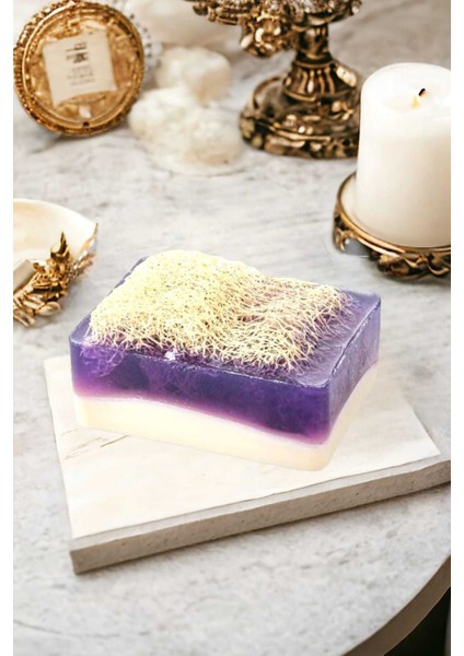 %100 El Yapımı Doğal Kabak Lifli Keçi Sütü Lavanta Sabun 120 Gr