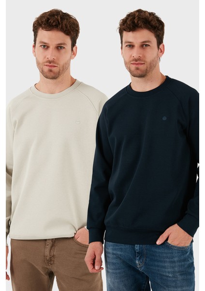 Streç Pamuklu Relaxed Fit Bisiklet Yaka 2'li Paket Sweat Erkek Sweat 5901210S2