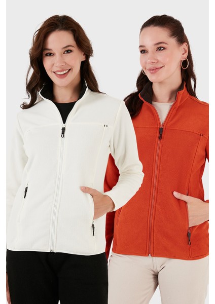 Slim Fit Anti-Pilling Tüylenme Yapmayan Fermuarlı Cepli Hırka 2' Li Paket Polar Bayan Polar 5907002S2