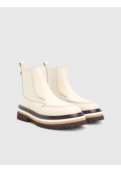 Jones Hakiki Deri Krem Kadın Bot