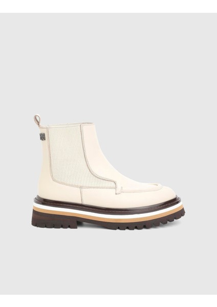 Jones Hakiki Deri Krem Kadın Bot modelleri