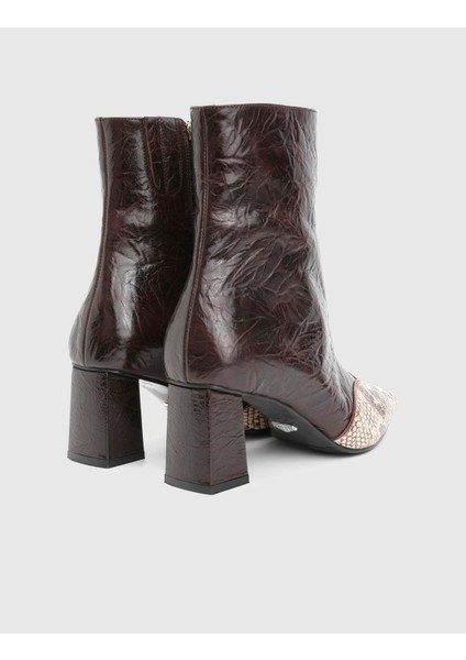 Fliy Hakiki Yılan Baskılı Deri Kahverengi Kadın Topuklu Bot fırsatları