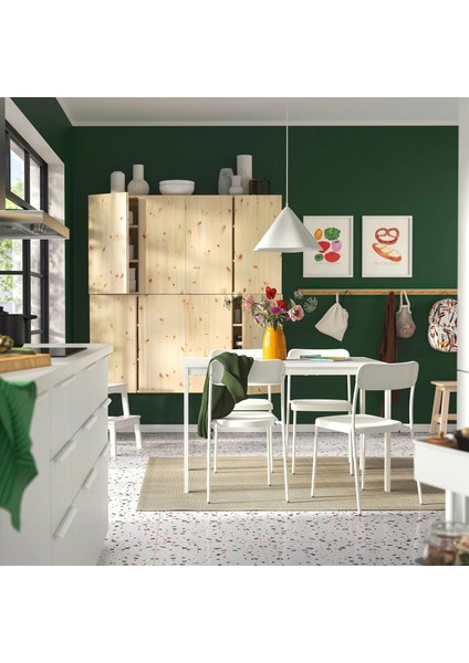 Vıhals Yemek Masası Takımı Beyaz 4 Sandalyeli Açılabilir 120 / 180 x 74 Cm fırsatları