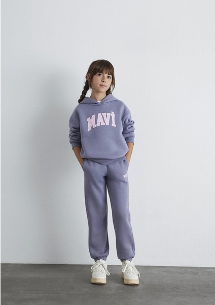 7010000-88095 Mavi Logo Baskılı Gri Eşofman Altı