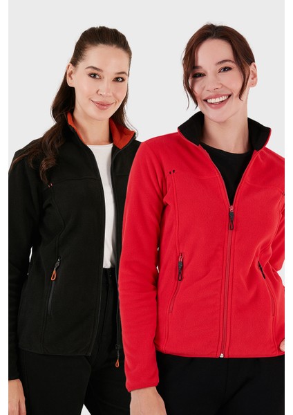 Slim Fit Anti-Pilling Tüylenme Yapmayan Fermuarlı Cepli Hırka 2' Li Paket Polar Bayan Polar 5907002S2