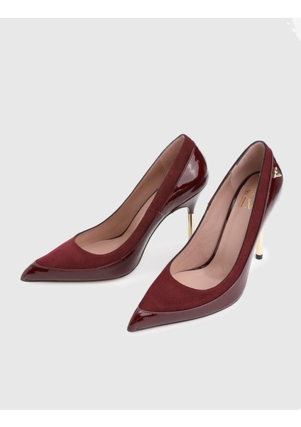 Alles Hakiki Rugan Süet Deri Bordo Kadın Topuklu Ayakkabı fiyatları