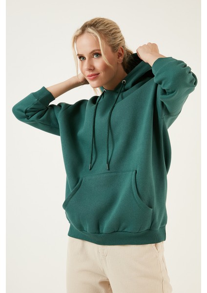 Regular Fit Pamuklu Kapüşonlu Yaka Şardonlu Kışlık 2'li Paket Sweat Bayan Sweat 5863854S2 modelleri