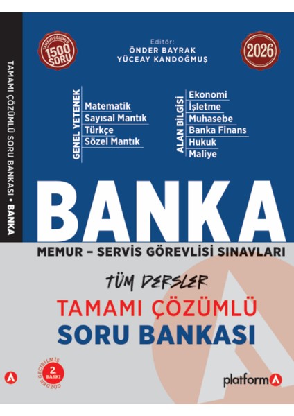 Banka Sınavlarına Hazırlık - Tüm Dersler Çözümlü Soru Bankası - Memur & Servis Görevlisi, 404 sayfa 1. hamur, Büyük boy modelleri