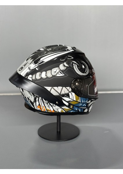 WS-602 Güneş Gözlüklü Full Face Kask (Şeffaf Vizörlü) Matt Black W5 (602)