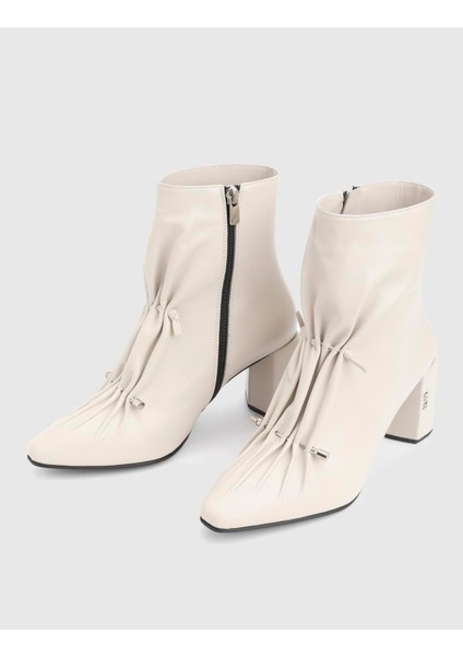 Moxy Hakiki Deri Krem Kadın Topuklu Bot fiyatları