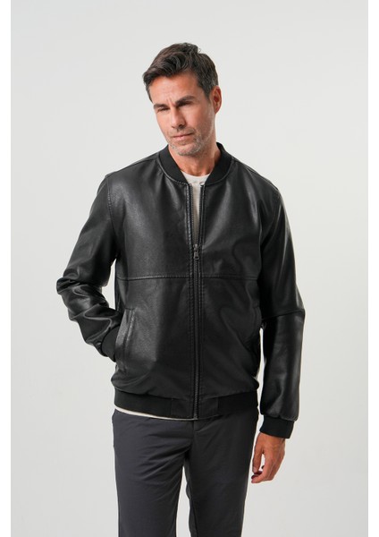 ISAAC ERKEK MONT Erkek Ribanalı Suni Deri Mont