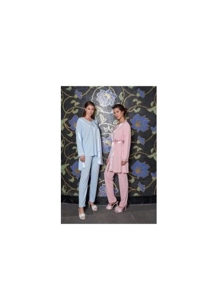 Jar Pierre 318 Uzun Kol 3'lü Sabahlıklı Pijama Takımı