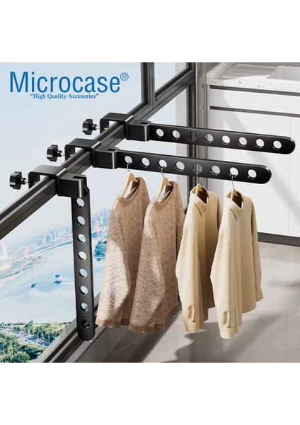 Portatif Ayarlanabilir Başlıklı Metal Elbise Askılıgı Kurutmalık Siyah AL5343