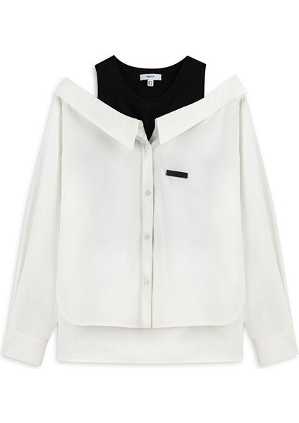 ÇİFT PARÇA GÖRÜNÜM POPLİN GÖMLEK TW6250025121018 indirimleri