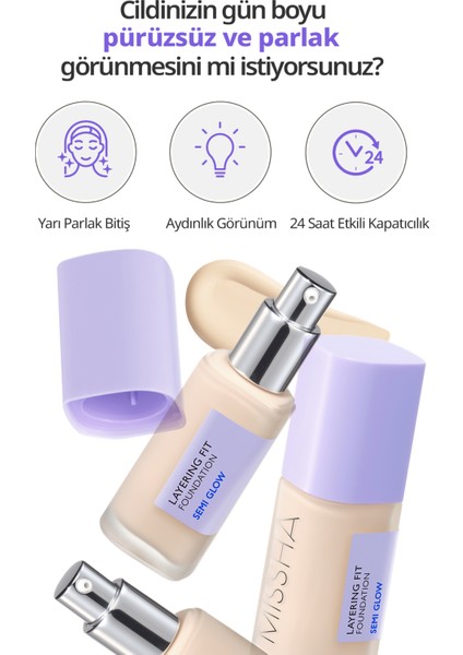 Yarı Parlak Bitişli Nemlendirici Fondöten Layering Fit Foundation Semi Glow (No.19 Ivory)