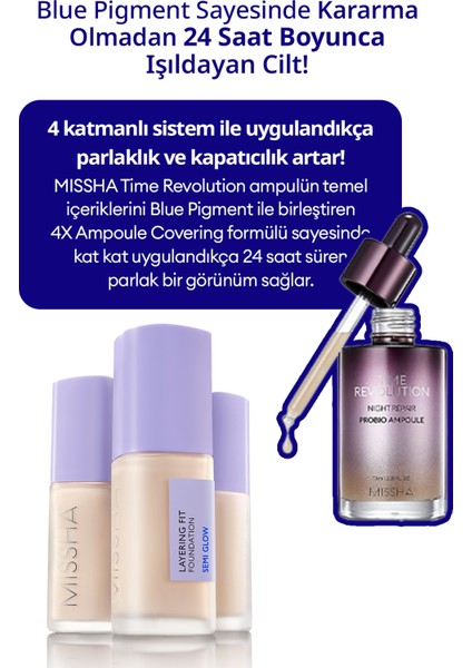 Yarı Parlak Bitişli Nemlendirici Fondöten Layering Fit Foundation Semi Glow (No.19 Ivory)