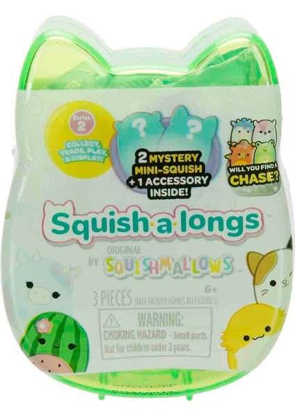 Squishmallows Squish-A-Longs 2 Figür + Yüzük Sürpriz Paket S2 - Yeşil fiyatları