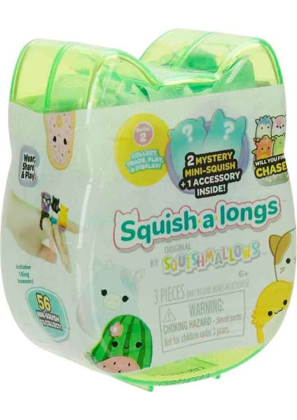 Squishmallows Squish-A-Longs 2 Figür + Yüzük Sürpriz Paket S2 - Yeşil modelleri