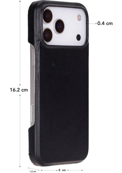 iPhone 17 Pro Max Siyah Deri Kılıf