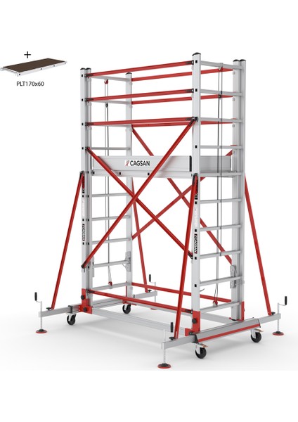 2X10 Basamaklı 5,8 M Çalışma Yüksekliği Telesafe Xln Premium - Iki Parçalı Alüminyum Iskele S005_XLN_PR