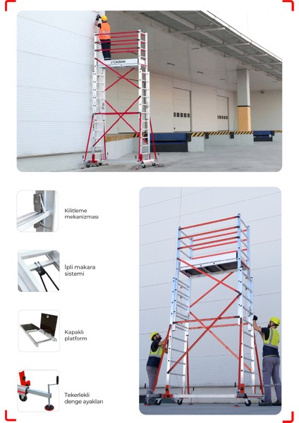 2X10 Basamaklı 5,8 M Çalışma Yüksekliği Telesafe Xln Premium - Iki Parçalı Alüminyum Iskele S005_XLN_PR