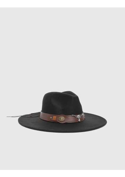 Bratok Kaşmir Siyah Unisex Kovboy Şapka