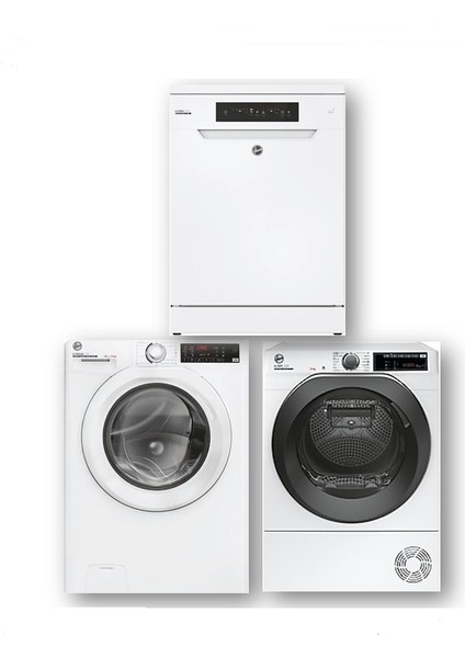 3'lü Beyaz Eşya Seti Çamaşır+Kurutma+Bulaşık Makinesi Beyaz (H3WPS294TAM6-HREH9A2TBE-HF3E53EOW)