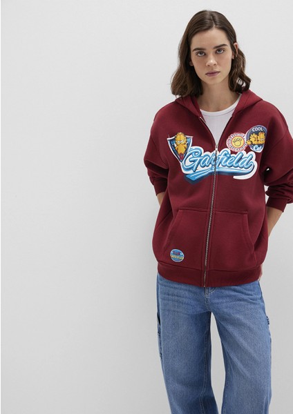 Garfield Baskılı Bordo Sweatshirt 1S10469-85493