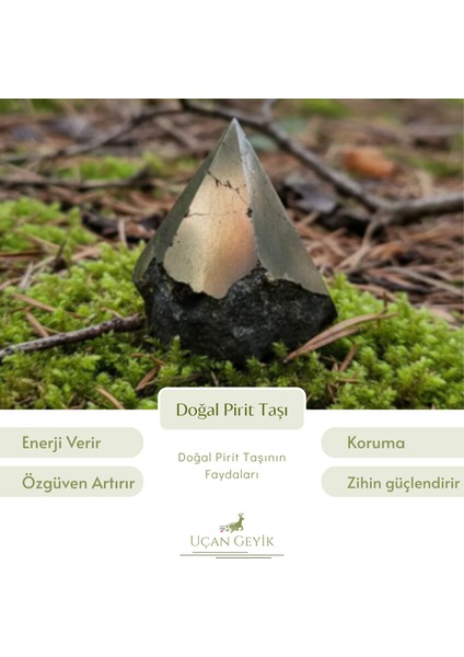 Piramit Şeklinde Pirit Taşı - Bolluk ve Zenginlik Sembolü