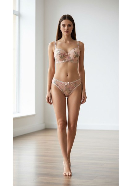 Doğal Zarafet Dantelli Çiçek Desenli Sütyen & Külot Takımı fiyatları